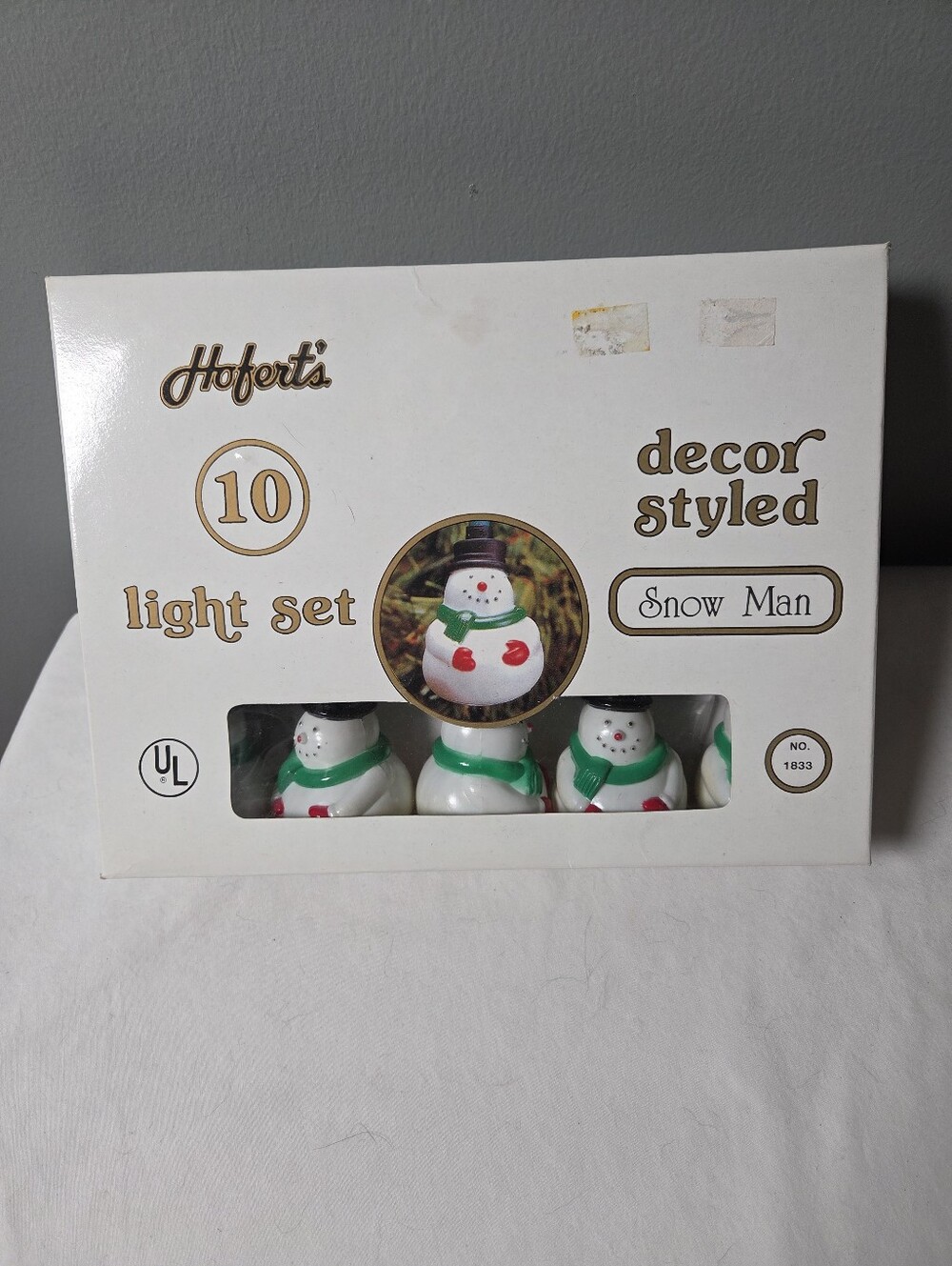 vintage Hafer's 10-count blow mold snowman Christmas light set  original Box